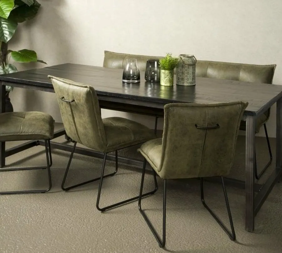 Tower Living Eettafel Paterno Mango zwart met stalen frame Hot
