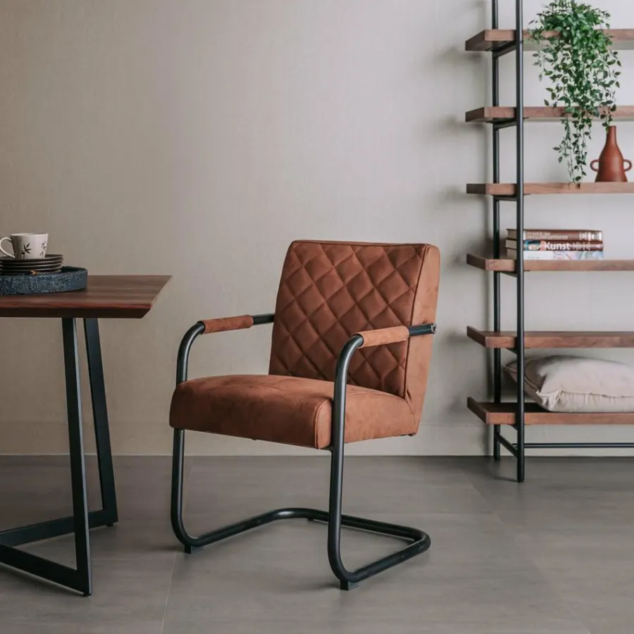 Tower Living Eettafelstoel Civo - Groen, cognac en antraciet New