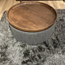 Tower Living Hocker Ossana - stof Yoko 6 met dienblad Ø 80 Hot