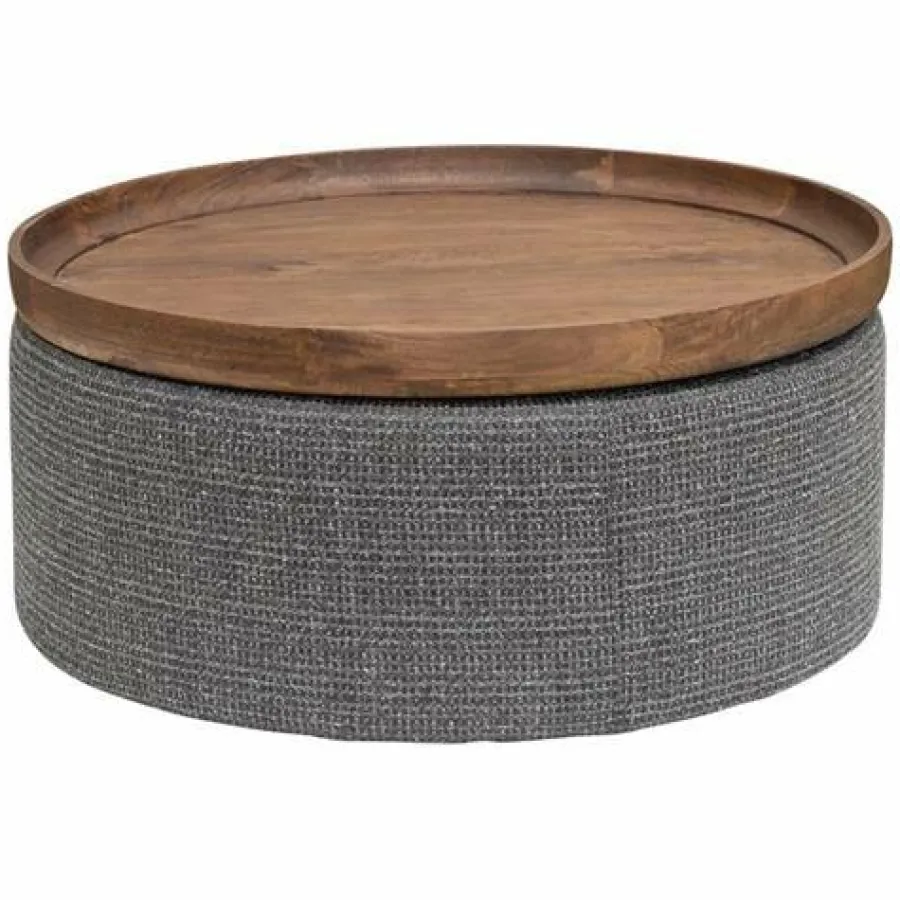 Tower Living Hocker Ossana - stof Yoko 6 met dienblad Ø 80 Hot