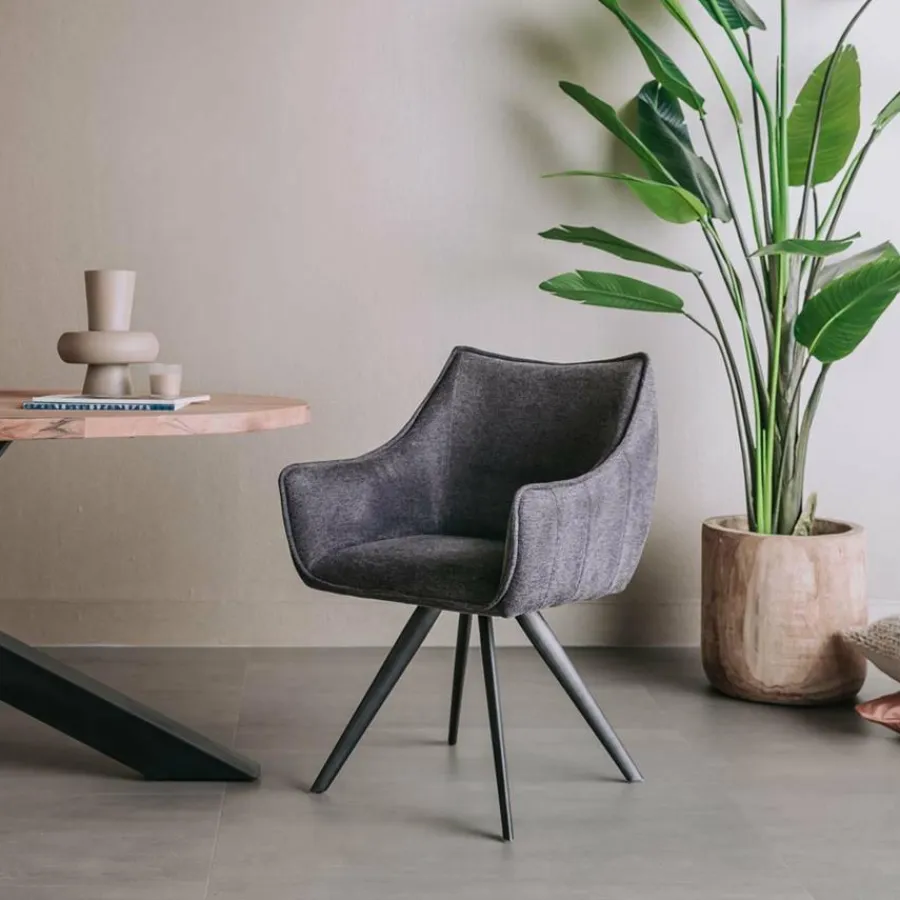Tower Living Riviera Armstoel - fabric Brego 18 dark grey (draaibaar) Hot