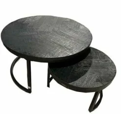 Tower Living Salontafel set van 2 Viola rond 70/55 – zwart Clearance