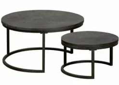 Tower Living Salontafel set van 2 Viola rond 70/55 – zwart Clearance