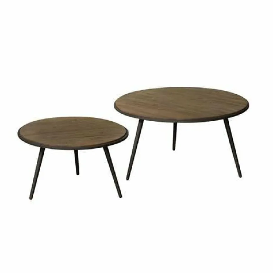 Tower Living Set van 2 bijzettafels Rolo – gerecycled teak greywash New