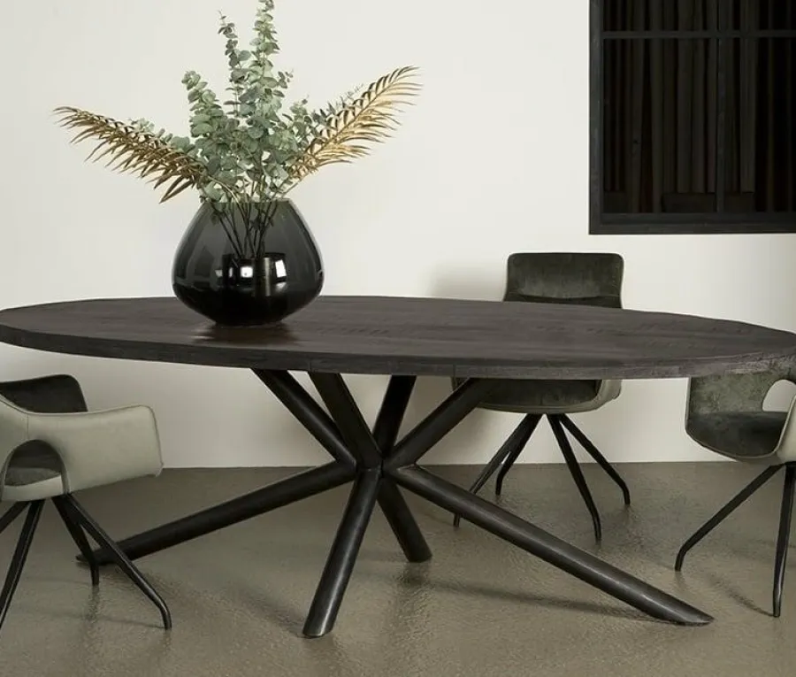 Tower Living Showroommodel - Eettafel Selva zwart mango ovaal 240 cm Outlet