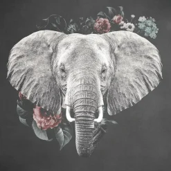 Wandkraft Elephant with Flowers - 74 x 74 cm Discount