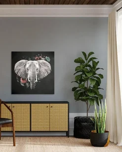 Wandkraft Elephant with Flowers - 74 x 74 cm Discount