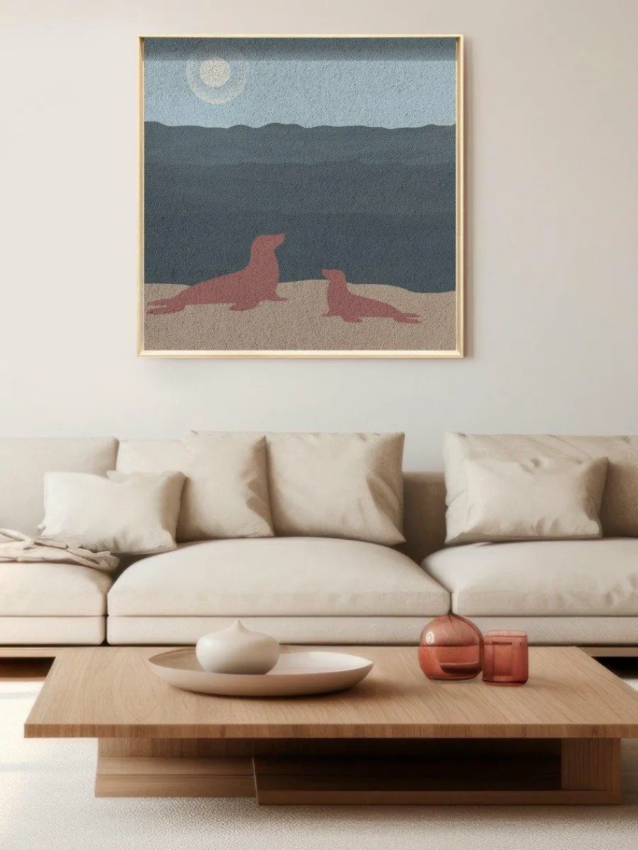Wandkraft Seals by the Ocean Outlet