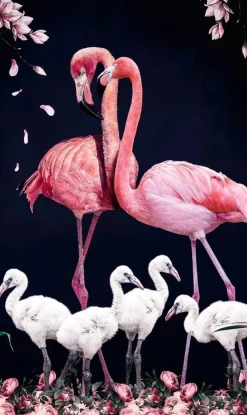Wandkraft The Flamingo Family New