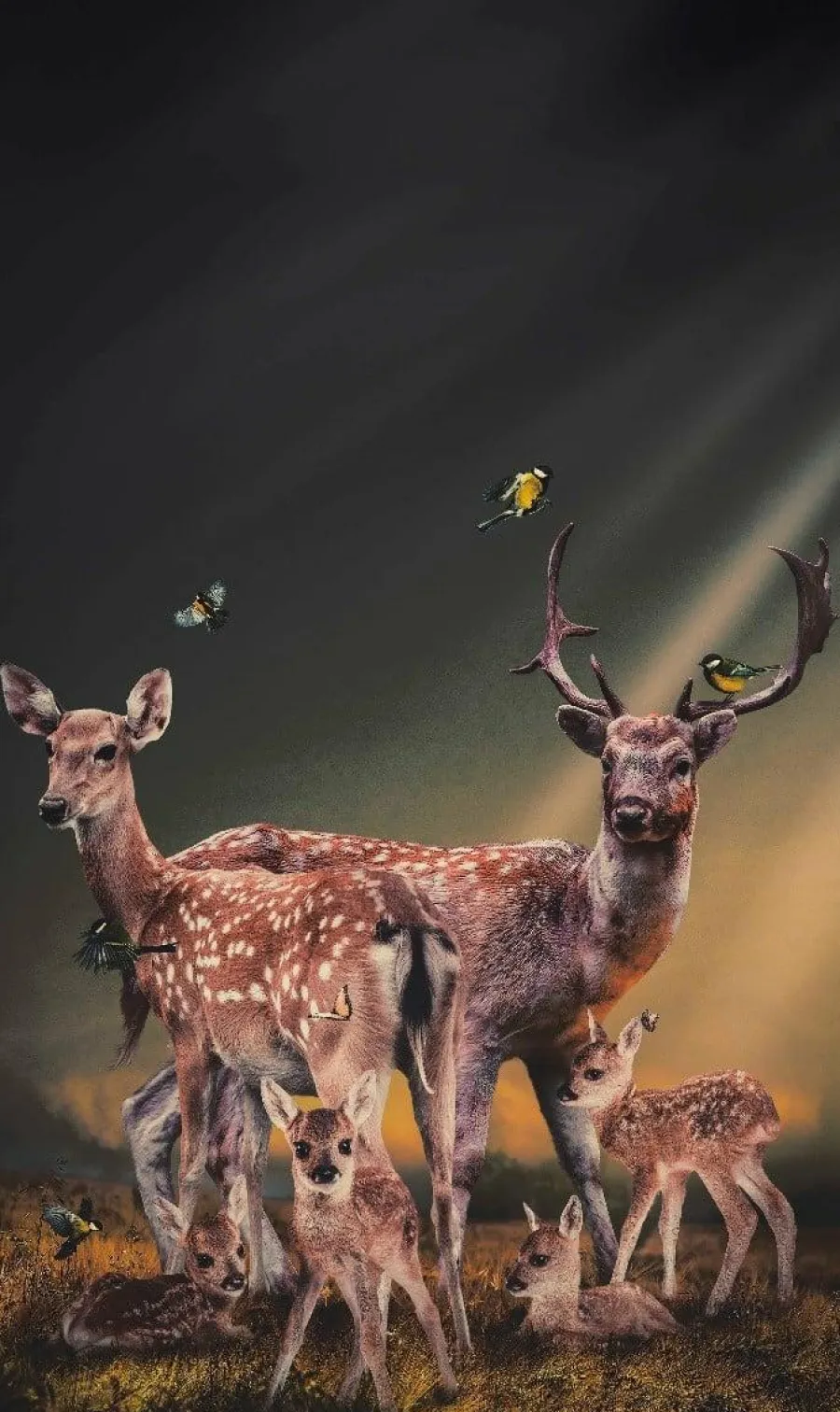 Wandkraft Thee Deer Family Best