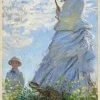 Wandkraft Woman with a Parasol – Madame Monet and Her Son door Claude Monet Sale
