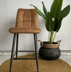 WoonMax Barstoel Dex Zorro - Antraciet, Cognac en Groen Sale