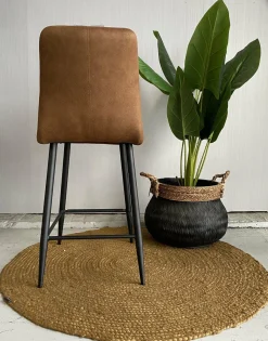 WoonMax Barstoel Dex Zorro - Antraciet, Cognac en Groen Sale