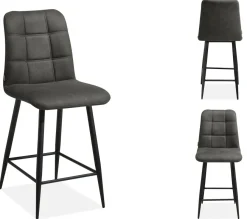 WoonMax Barstoel Dex Zorro - Antraciet, Cognac en Groen Sale