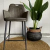 WoonMax Barstoel Morris - Luxor Antraciet, Cognac en Groen