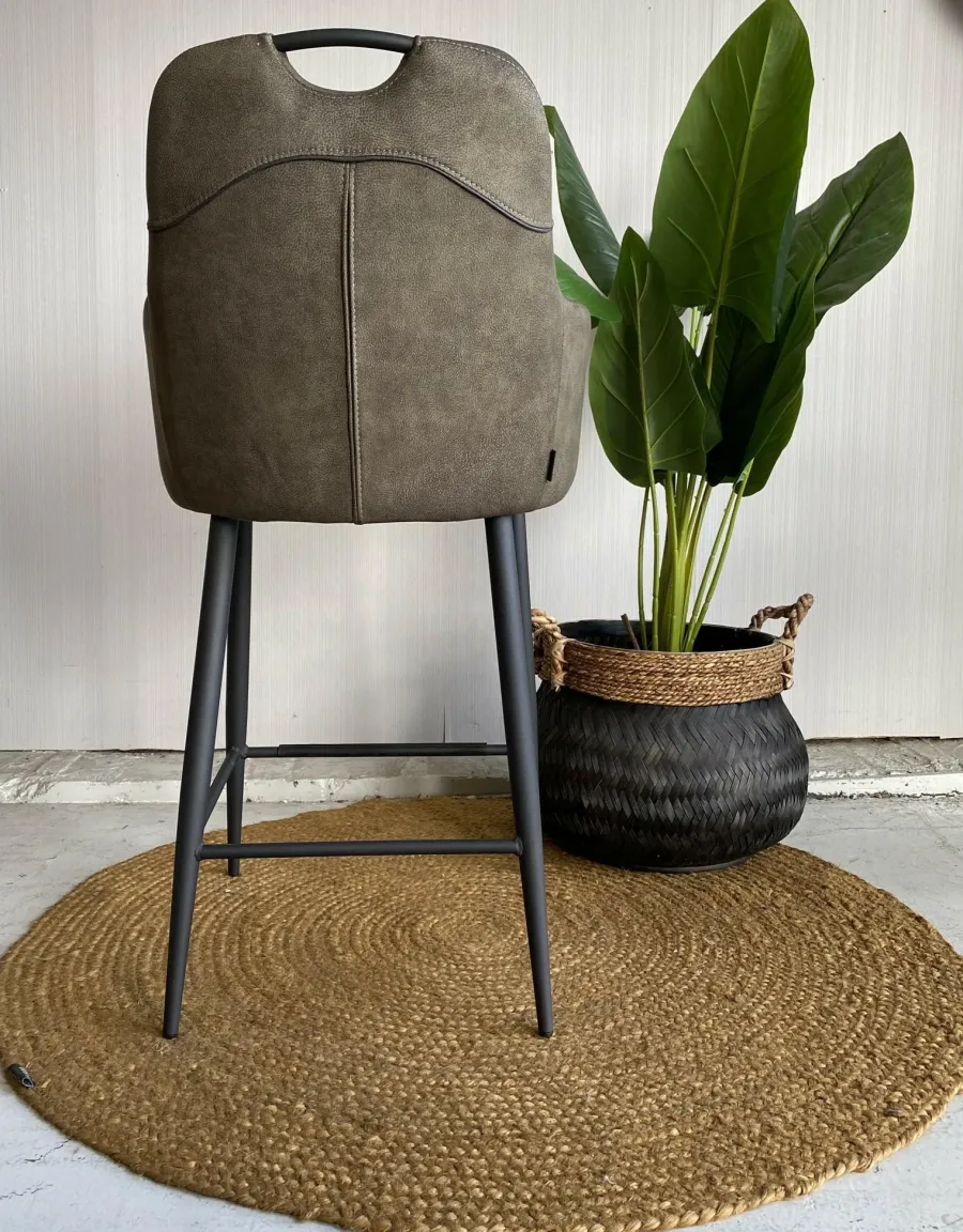 WoonMax Barstoel Morris - Luxor Antraciet, Cognac en Groen
