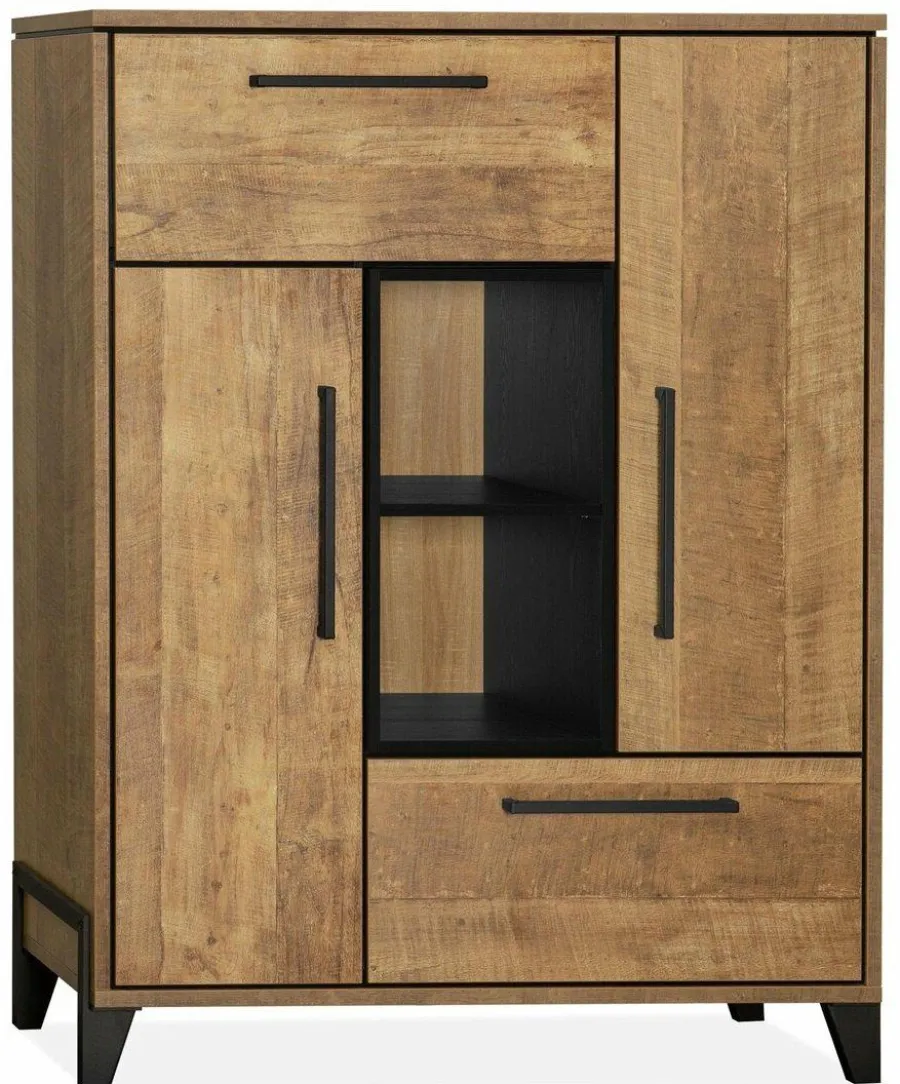 WoonMax Bergkast Maldini Old teak - 2 deuren en 1 lade New