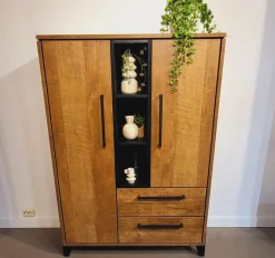 WoonMax Bergkast Maldini Old teak - 2 deuren en 2 lades Outlet
