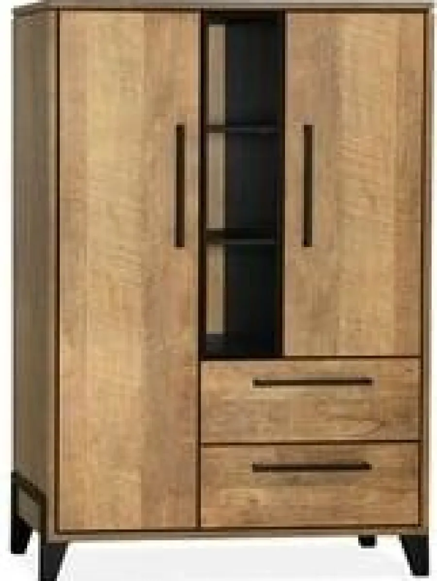 WoonMax Bergkast Maldini Old teak - 2 deuren en 2 lades Outlet