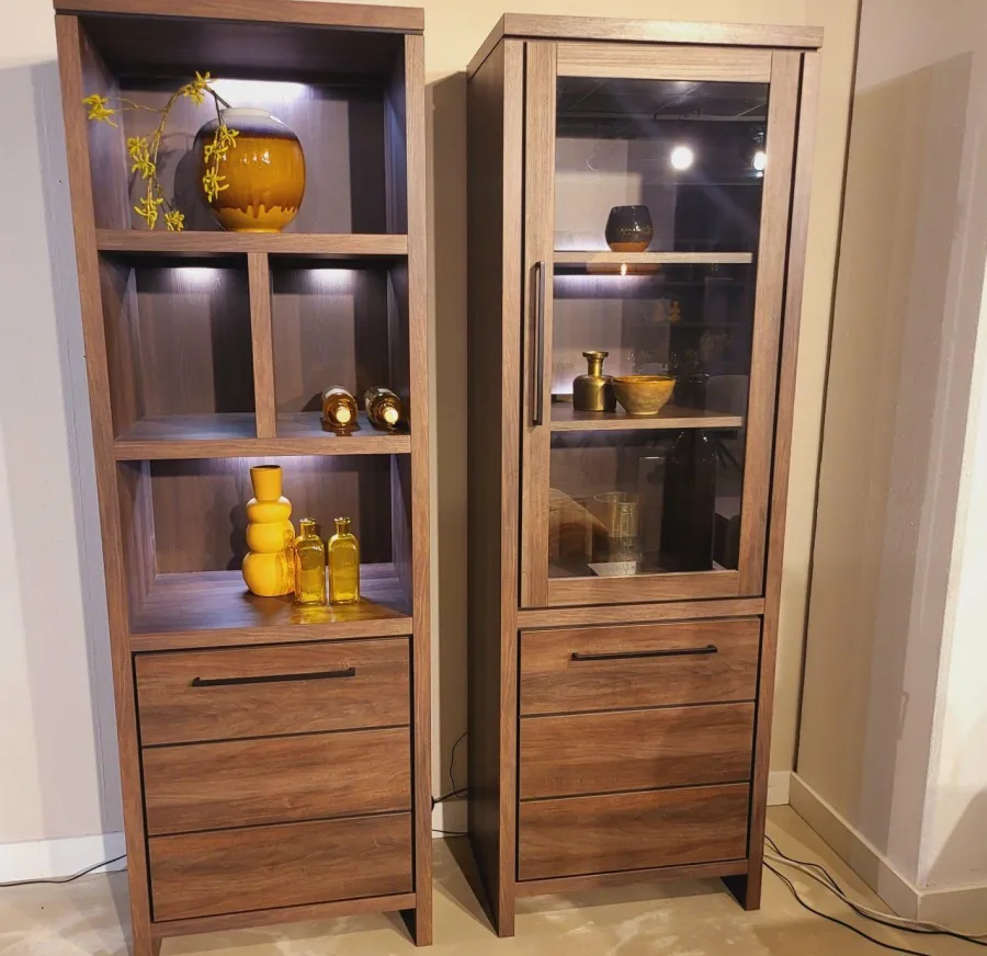 WoonMax Boekenkast Sheffield Dark Almond 1 deur en 4 open vakken New