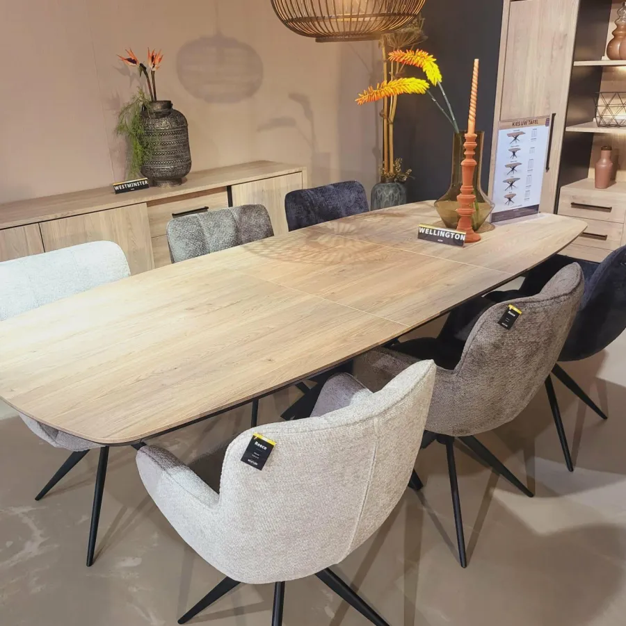 WoonMax Eettafel Wellington Deens Ovaal uitschuifbaar Lamulux - Diverse kleuren en afmetingen Hot