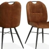 WoonMax Eettafelstoel Austin velvet - hunter, cognac en antraciet New