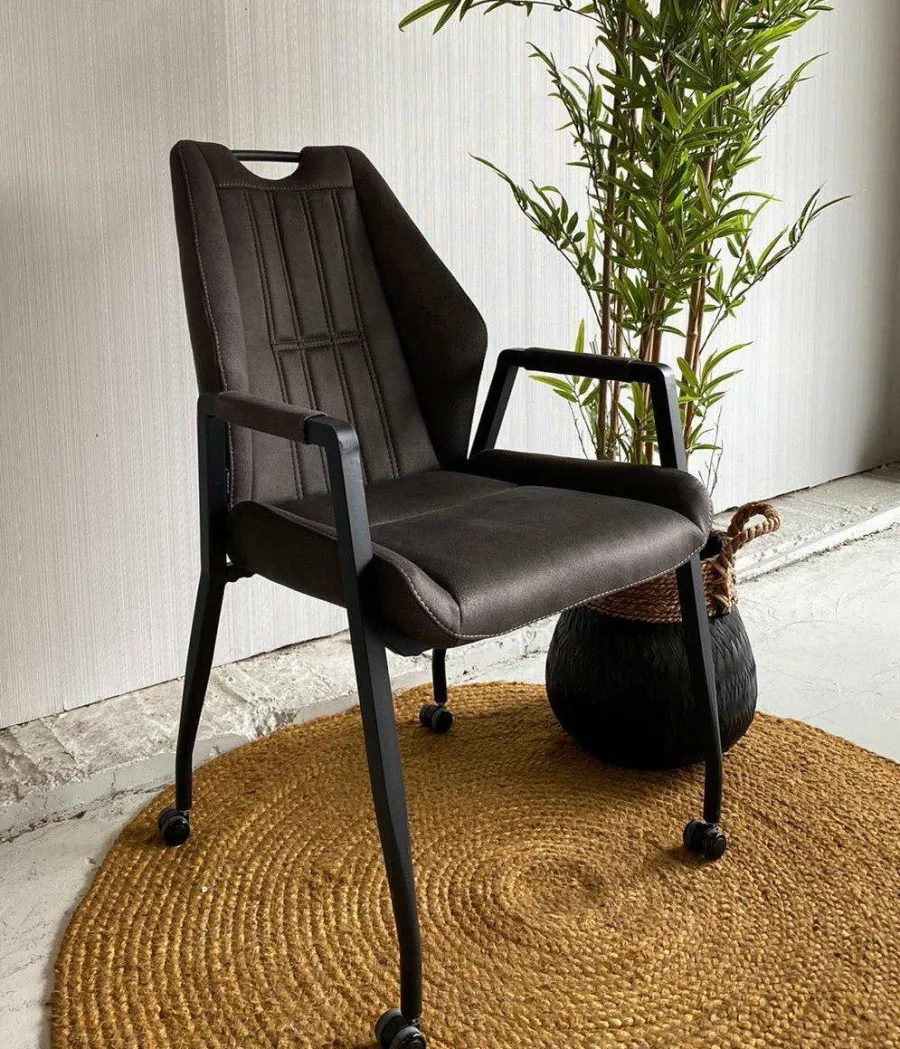 WoonMax Eettafelstoel Axa - cognac, antraciet, taupe en mosgroen Discount