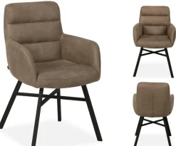 WoonMax Eettafelstoel Elton - Chicago Antraciet, Toffee en Truffle Clearance