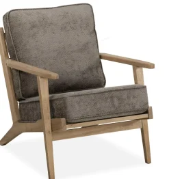 WoonMax Fauteuil Osaka met houten armleuning - taupe Outlet