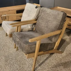 WoonMax Fauteuil Osaka met houten armleuning - naturel Hot