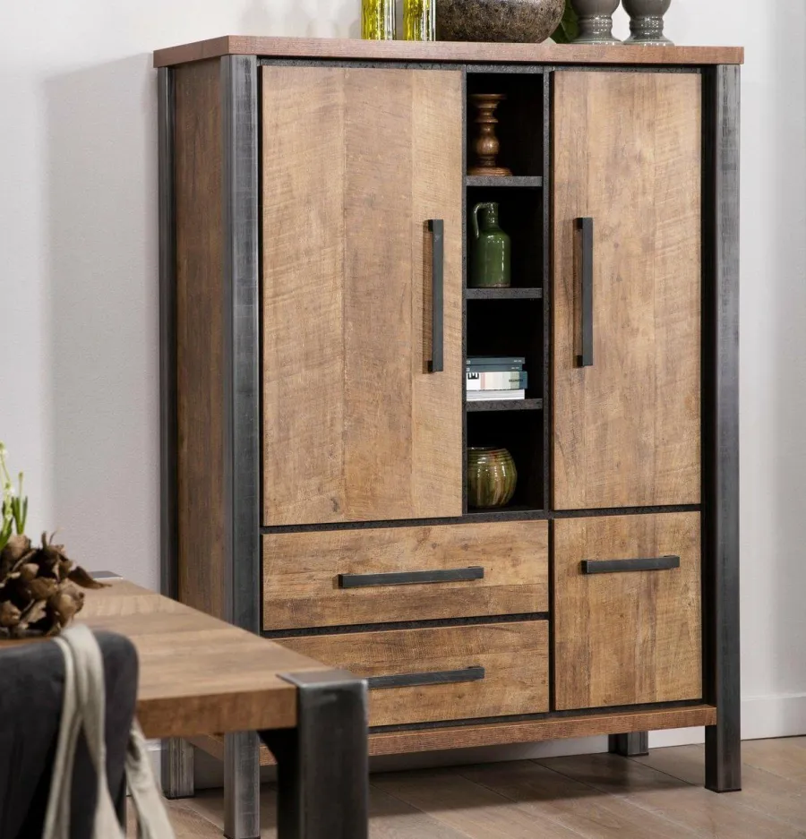 WoonMax Kinga Barkast 3 dr/2 la4 open Lamulux Old Teak Discount