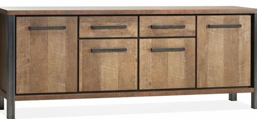 WoonMax Kinga dressoir 4 deurs/2 laden Lamulux Old Teak Online