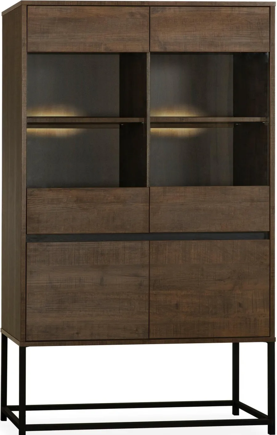 WoonMax Milltown Vitrinekast met 2 glazen deuren - 116 cm New
