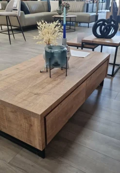 WoonMax Rimini Salontafel 2 lades Lamulux mango Best
