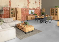 WoonMax Rimini Vitrinekast 1 deur glas - 2 lades Lamulux mango Online