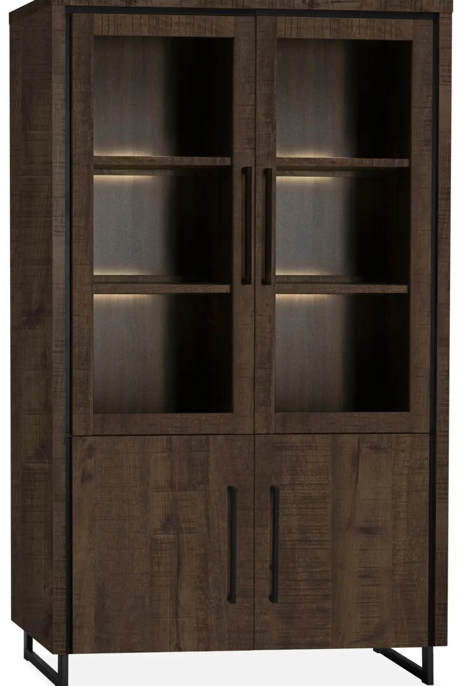 WoonMax Rimini Vitrinekast 4 deurs Lamulux Dark mango New