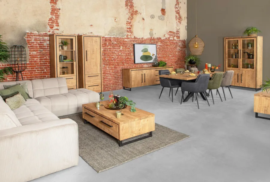 WoonMax Rimini Wandkast 1 deur en 2 lades Lamulux mango Discount
