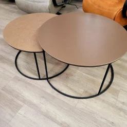WoonMax Salontafel Harlow set van 2 - lamulux geborsteld gehamerd koper Clearance