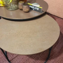 WoonMax Salontafel Harlow set van 2 - lamulux geborsteld gehamerd koper Clearance