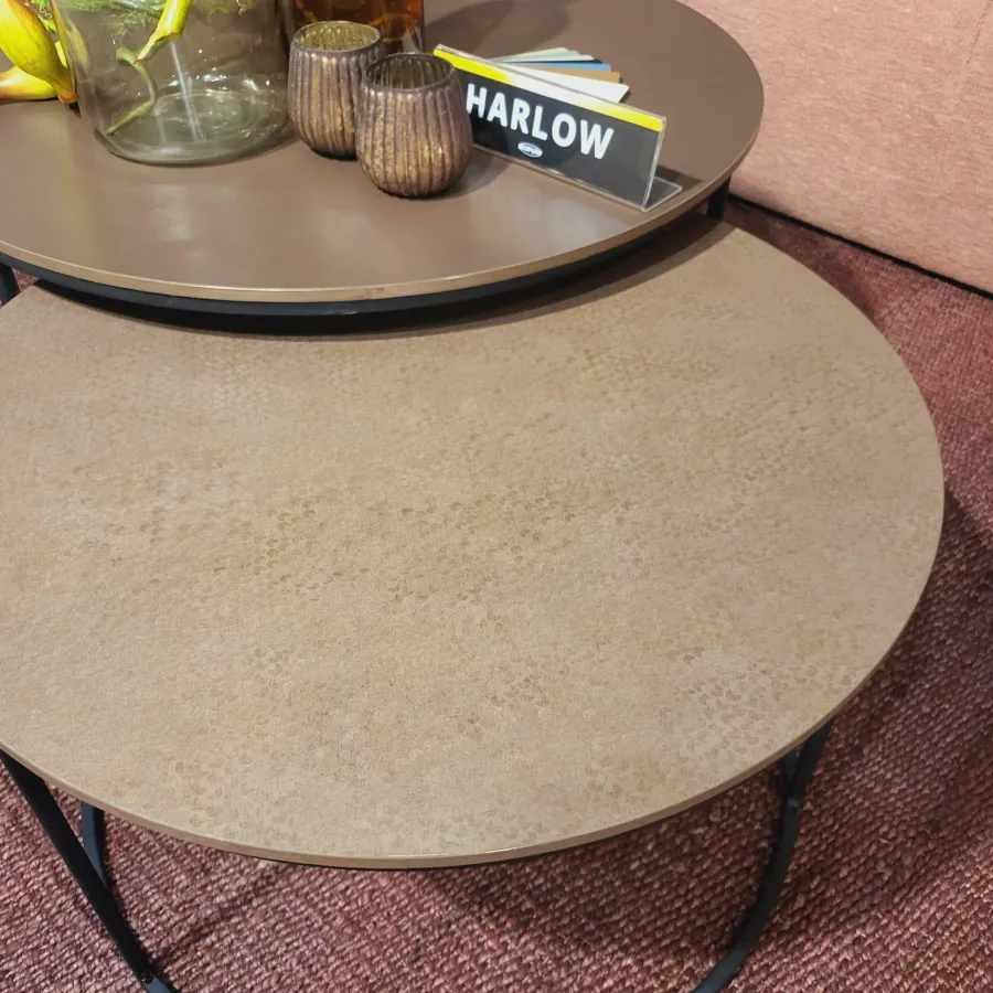 WoonMax Salontafel Harlow set van 2 - lamulux geborsteld gehamerd koper Clearance