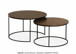 WoonMax Salontafel Harlow set van 2 - lamulux geborsteld gehamerd koper Clearance
