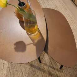 WoonMax Salontafel Vienna set van 2 XL - lamulux geborsteld gehamerd koper