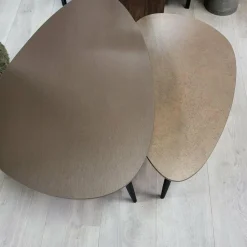 WoonMax Salontafel Vienna set van 2 XL - lamulux geborsteld gehamerd koper