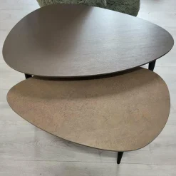 WoonMax Salontafel Vienna set van 2 XL - lamulux geborsteld gehamerd koper