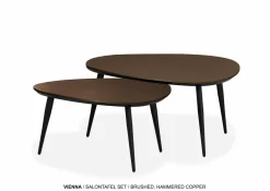WoonMax Salontafel Vienna set van 2 L - lamulux geborsteld gehamerd koper Outlet