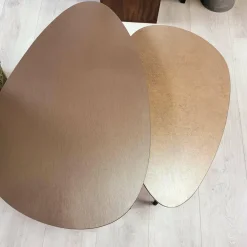WoonMax Salontafel Vienna set van 2 L - lamulux geborsteld gehamerd koper Outlet