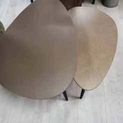 WoonMax Salontafel Vienna set van 2 L - lamulux geborsteld gehamerd koper Outlet