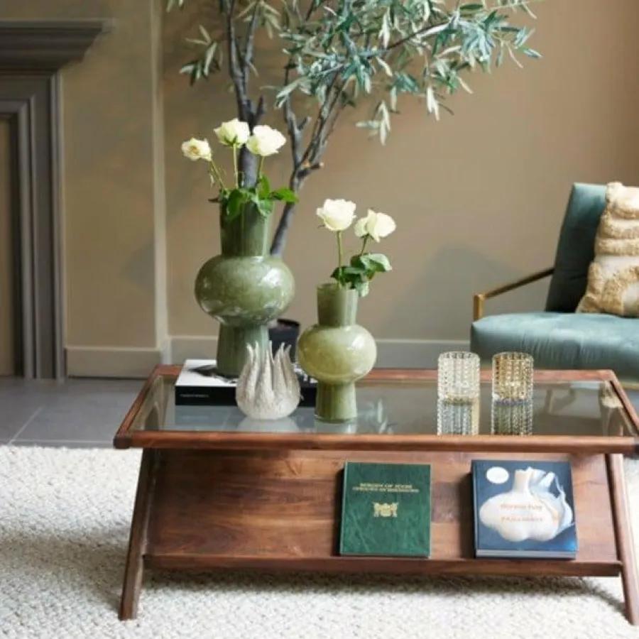 WoonMax Salontafel 112x70x41 cm YUKI acacia hout donker bruin+glas Online
