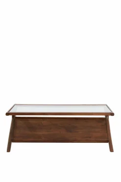 WoonMax Salontafel 112x70x41 cm YUKI acacia hout donker bruin+glas Online