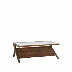 WoonMax Salontafel 112x70x41 cm YUKI acacia hout donker bruin+glas Online